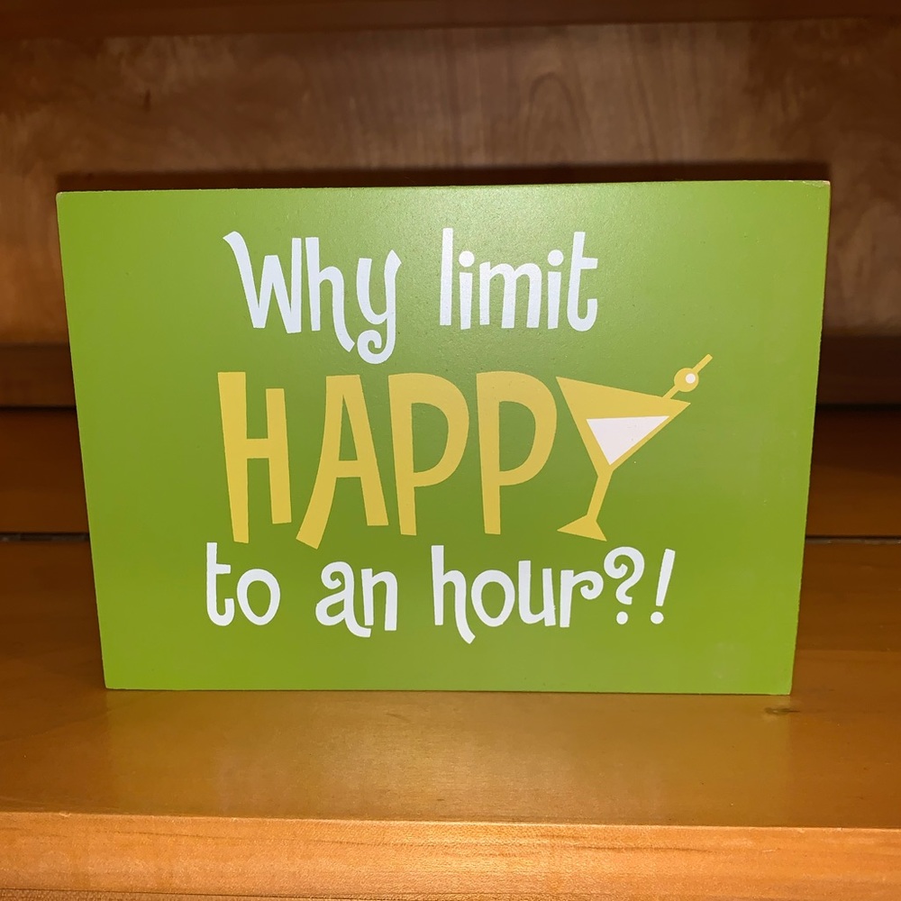 🎉HP🎉 New Light Green Happy Hour Block Sign